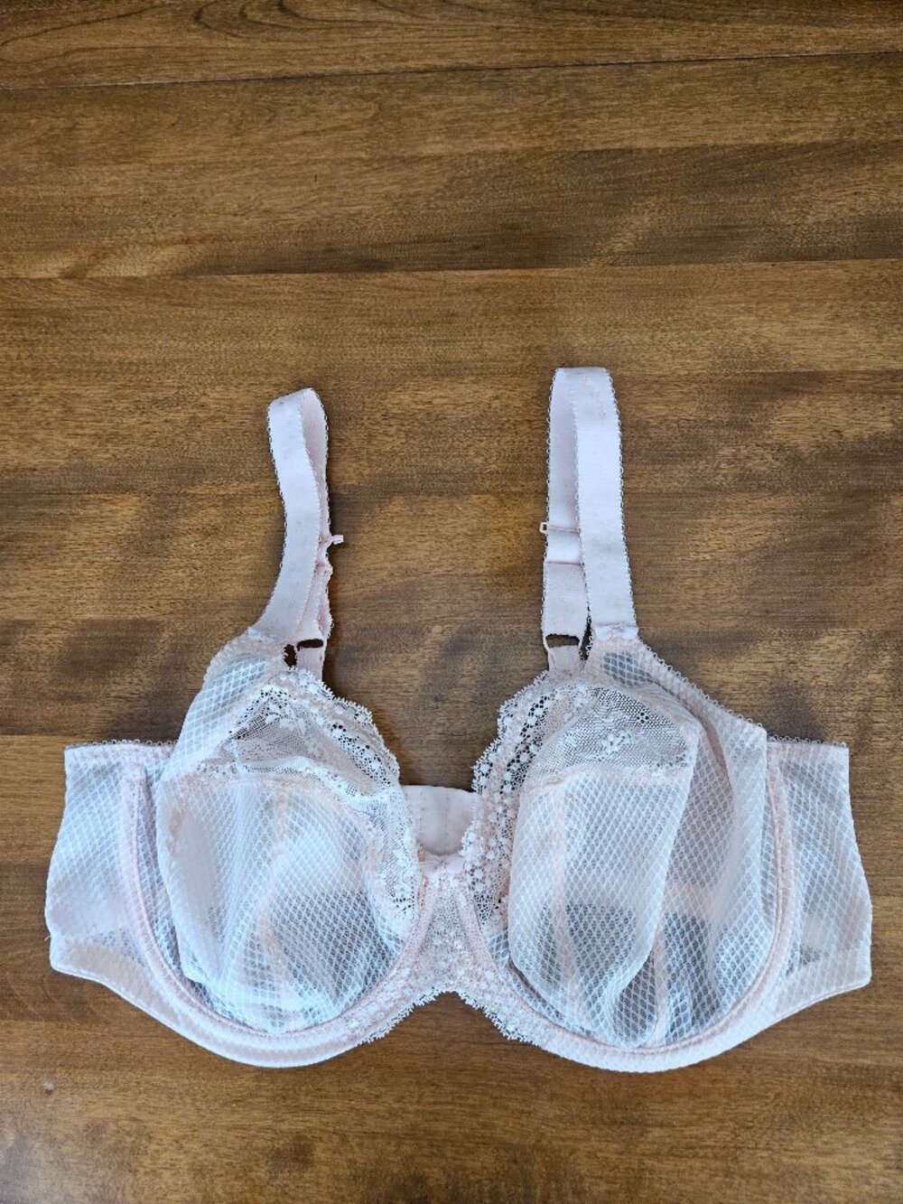 Elomi Charley Stretch Lace Plunge Underwire Bra UK 40F/US 40G Ballet Pink